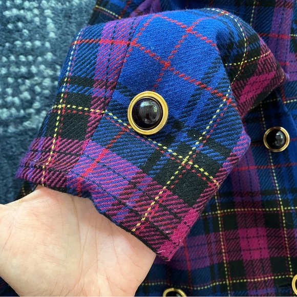 💙 CLASSY BLUE PINK MULTI PLAID BLAZER JACKET! - Picture 9 of 15